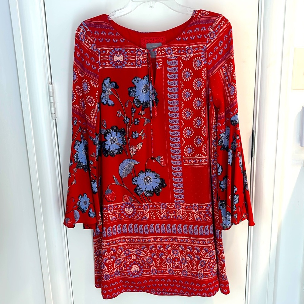 Red pattern VanessaVirginia dress (Anthropologie)